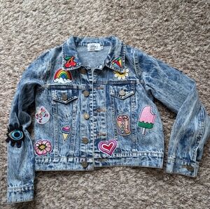 Lola And The Boys Denim Jacket with Colorful Patches Size 8